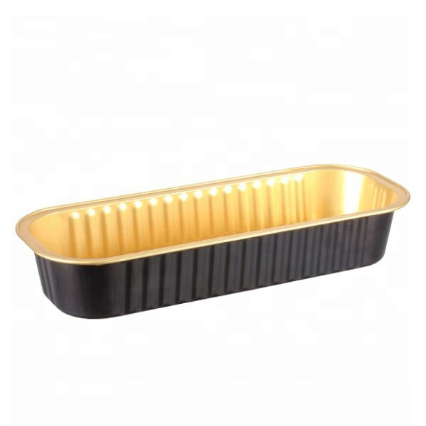 Black gold rectangular aluminum foil container 200ml