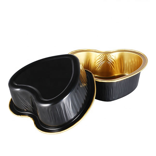 Black gold heart shaped aluminum foil container 100ml