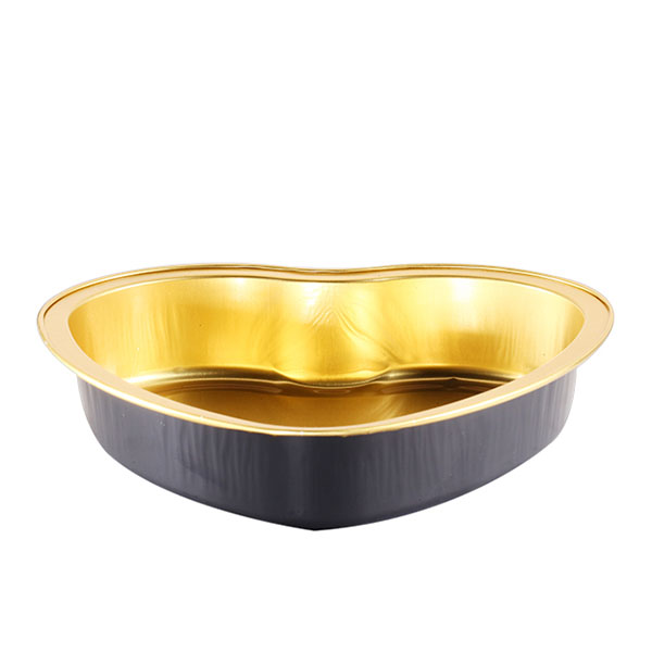 Black gold heart shaped aluminum foil container 255ml